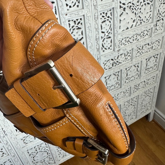 Michael Kors Camel Brown Buckle Crescent Moon Shaped Leather Shoulder Bag - Picture 8 of 9